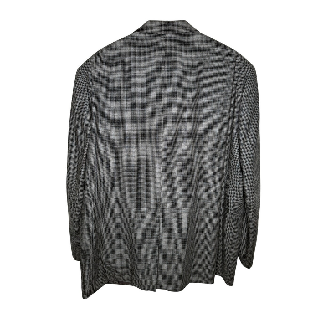 Ralph Lauren 50R Houndstooth Plaid 2 Button Blazer $350  Silk&Wool Jacket Gray - Picture 4 of 10